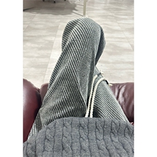 小香风细闪条纹针织休闲裤男美式加绒加厚cleanfit直筒休闲卫裤子，男装休闲裤，电商A086-1