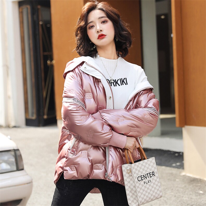 现货1000件2022年冬季新款韩版时尚宽松显瘦白鸭绒中长款连帽外套,女装羽绒服,笃写