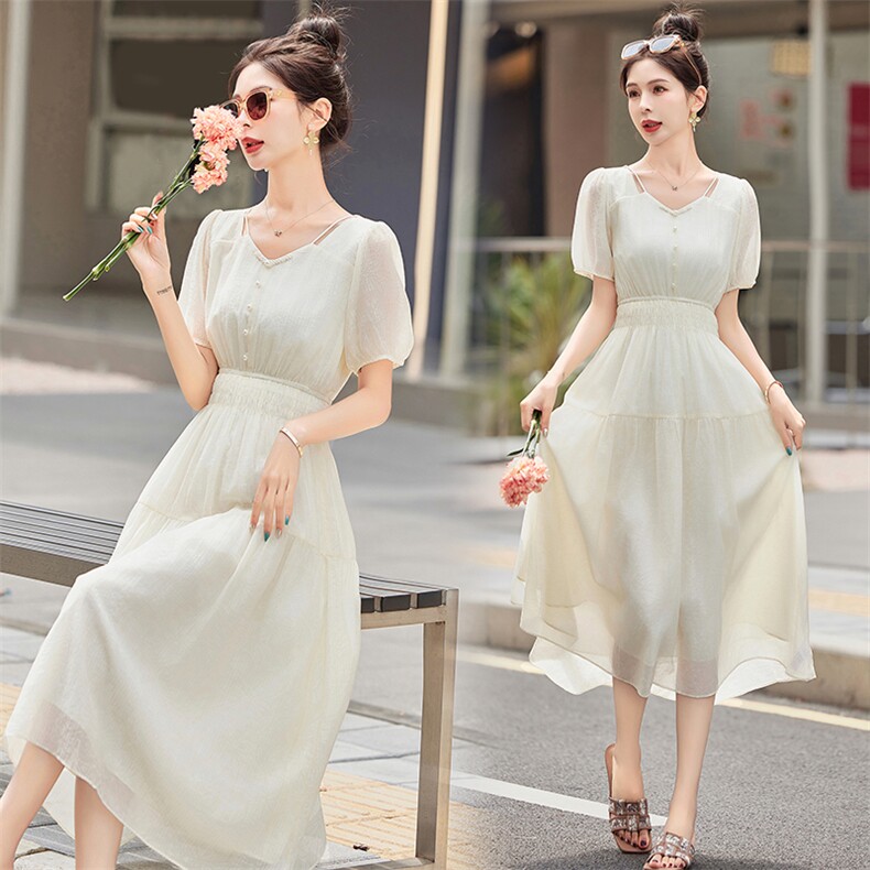 2024夏季现货新款天丝提花仙女连衣裙,女装连衣裙,多彩