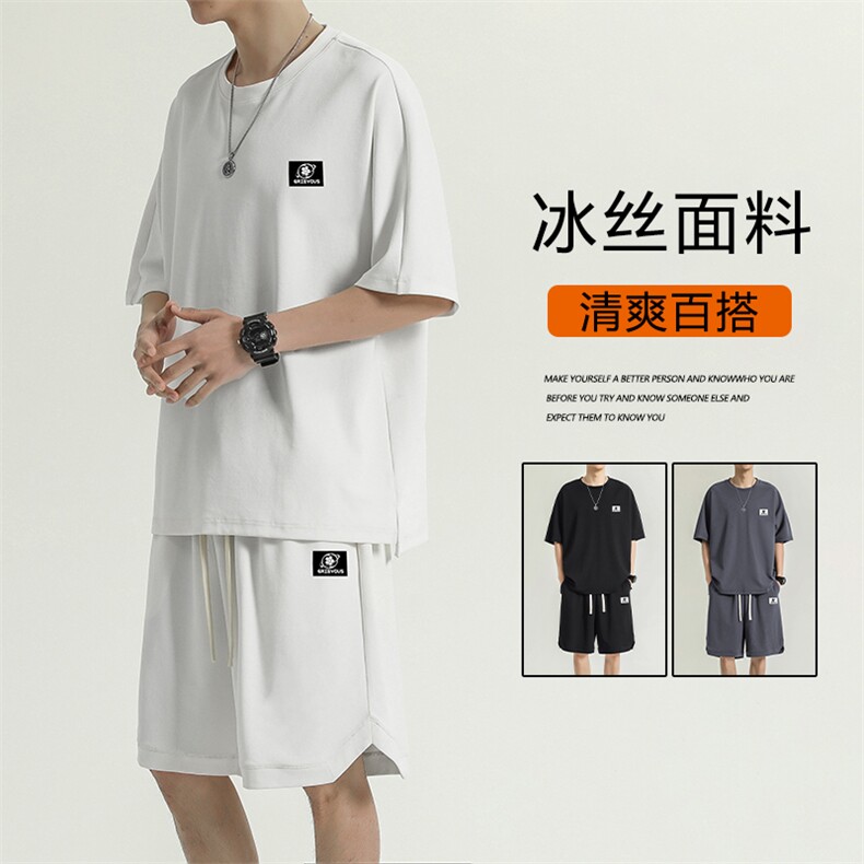 清爽冰丝百搭短袖短裤潮牌两件套 TZ16-特批70图片
