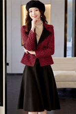 2022冬季新款时尚气质格子短外套显瘦百搭小香风外套，女装短外套，罗腾