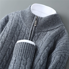 2025百搭时尚简约半高拉链开衫羊绒衫，男装羊绒套衫，忠诺羊绒