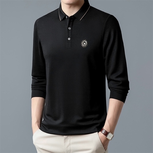 2024新款POLO衫春秋季中年男士长袖t恤爸爸秋装打底衫上衣图片