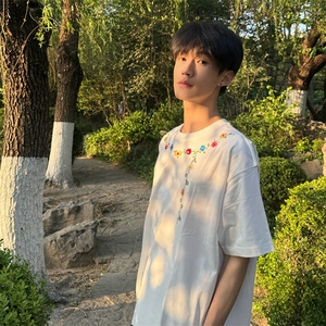 万针全刺绣工艺抖音得物高品质260克重磅纯棉双纱美式高街短袖T恤图片