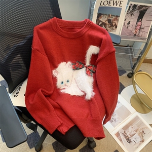 可爱小猫立体蝴蝶结针织衫慵懒毛衣外套高级2025新款上衣MY008-75