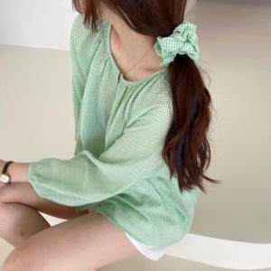 带发圈长袖防晒衬衣，女装，土布鱼