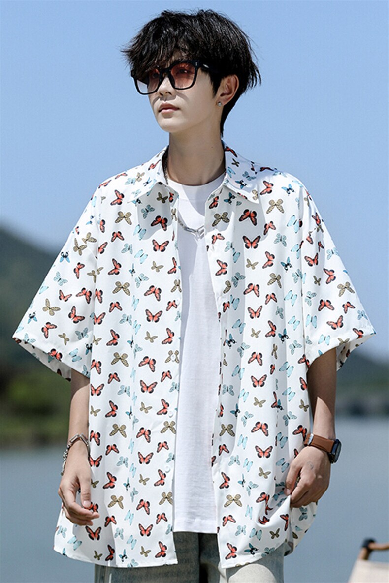 8XL-M花衬衫男短袖夏季薄款冰丝半袖宽松大码休闲外套DC28008P38,男装衬衫,电商B312