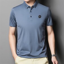 男士夏季纯色丝光棉短袖T恤简约休闲体恤POLO衫翻领半袖上衣，男装T恤，电商B212（原钱塘6029）
