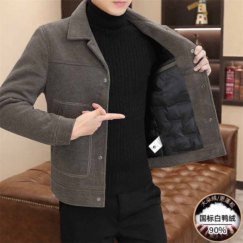 新标90白鸭绒有男士羽绒服金貂绒毛呢大衣外套YR2512-P175,男装羽绒服,星座210-3