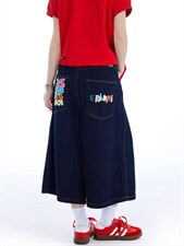 美式复古字母印花牛仔七分裤男女夏季高街宽松显瘦阔腿短裤潮，男装牛仔裤，星座410-6（原星座1304-1）