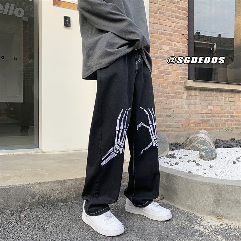 主推款直筒宽松水洗牛仔裤高街潮刺绣长裤313A-1-NZ001-P55控68,男装牛仔裤,星座808A-1