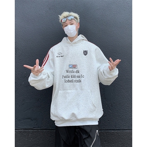 美式街头徽章织带连帽卫衣男宽松运动情侣帽衫外套WY81-P50图片