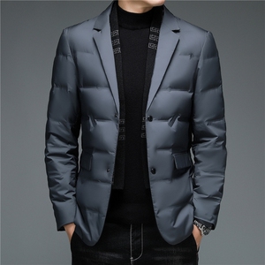 西装领羽绒服男休闲外套轻薄潮流2024年冬季新款青年短款西服薄款图片