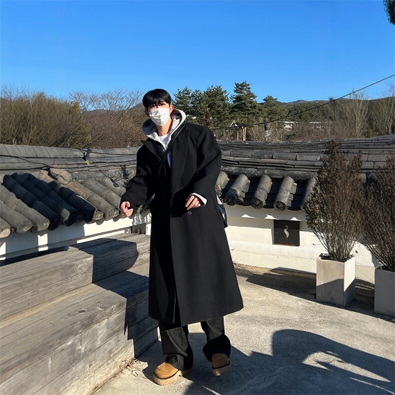 高品质冬季加厚毛呢大衣男过膝中长款宽松风衣外套A430-23029P128,男装风衣,电商A430（原星座702）