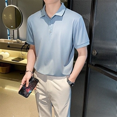 夏季纯色POLO衫翻领男士时尚百搭t恤轻熟商务短袖通勤男装上衣，男装Polo衫，星座506