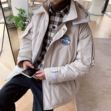 新款冬季男刺绣贴标连帽宽松青少年棉衣棉服外套M705-P130，男装棉衣，电商A132（原电商B245）