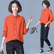 木耳边衬衫女长袖2025秋韩版宽松百搭轻熟上衣纯棉加厚打底衬衣潮，女装衬衫，风姿绰