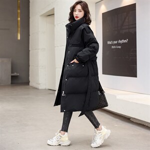 2021冬新款中长款羽绒服可收腰图片