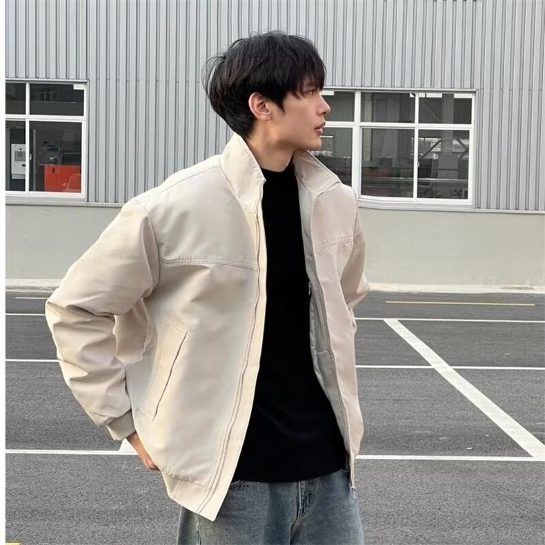 新外套男春秋休闲百搭立领上衣美式潮复古宽松工装夹克JK510P50,男装夹克,星座1013-1