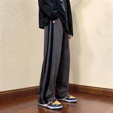 2024秋冬新款港风高街撞色条纹宽松直筒休闲裤K226-P45，男装休闲裤，星座914-3