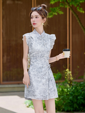 夏季新款2025重工镶钻盘扣印花套装女气质洋气优雅两件套套裤，女装套装/套裙，涵墨