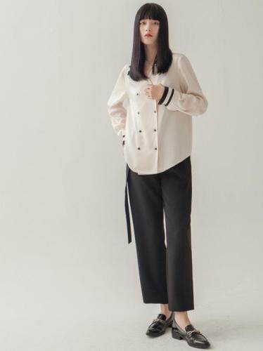 2012X1016海军风英伦翻领衬衫,女装衬衫,parfum labo