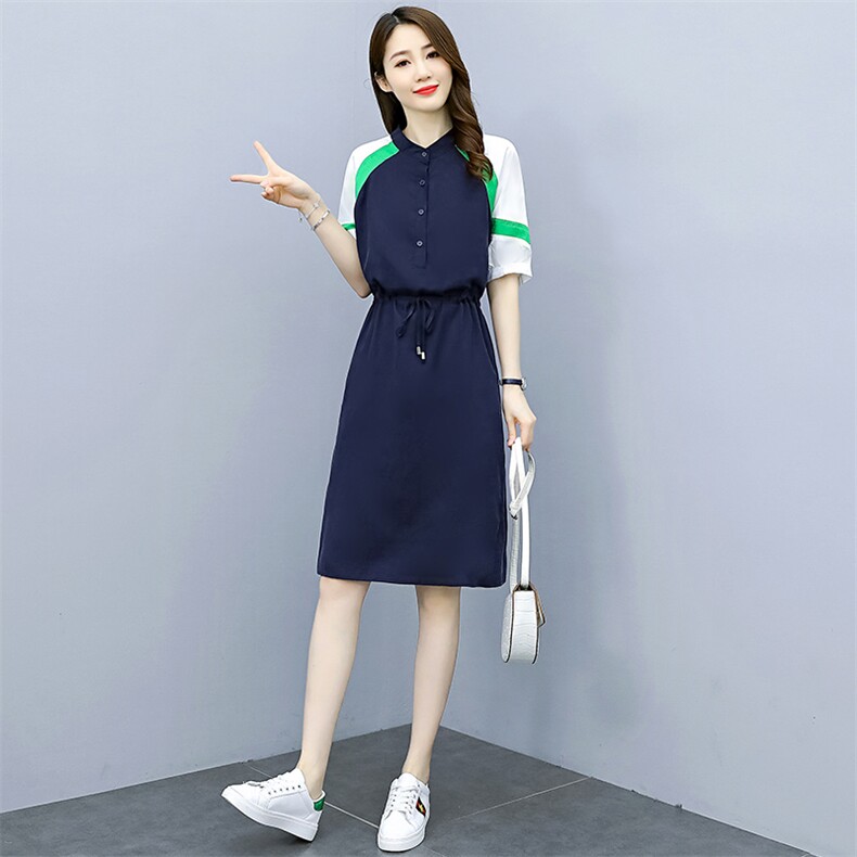 2021年夏季V领单件中长款单排扣连衣裙,女装连衣裙,天丝秀