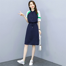 2021年夏季V领单件中长款单排扣连衣裙，女装连衣裙，天丝秀