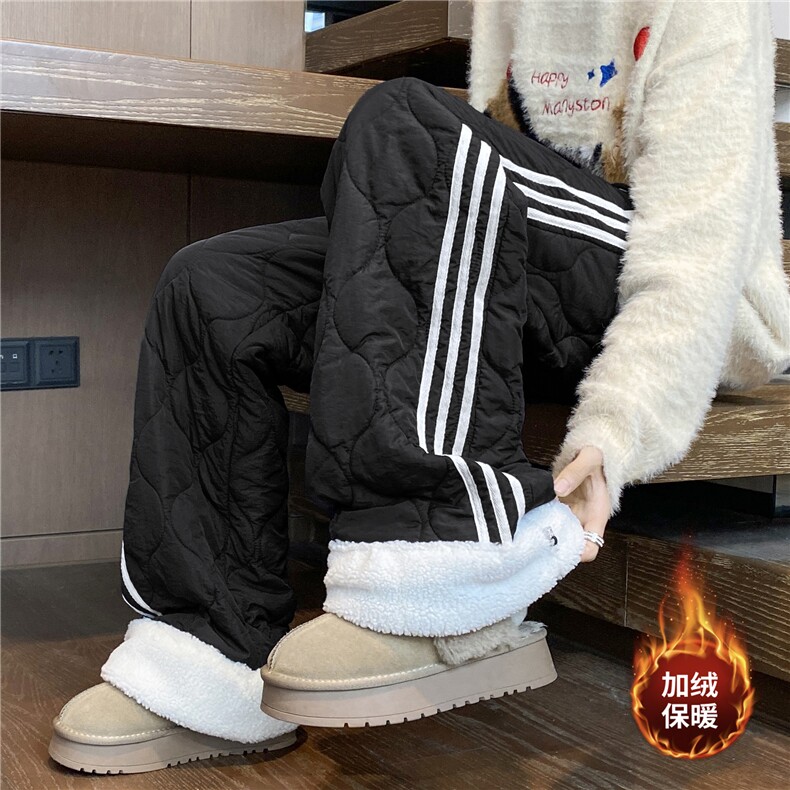 抖音品质美式条纹葫芦格设计加绒外穿棉裤B315-K25905JR-p65控89，男装棉裤，电商B315