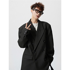 双排扣大码M-5XL西服男成分96%聚酯纤维4%氨纶XF78127P85控128，男装西服，星座226-1