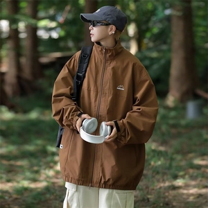 山系机能ins户外女外套潮复古防风冲锋衣宽松男夹克W23