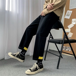 主推2021秋季新款百搭牛仔裤男宽松直筒中性休闲九分裤NK302-p30图片
