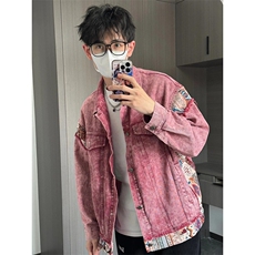 复古拼接牛仔外套男春秋宽松设计感小众休闲工装夹克上衣N2104，男装夹克，星座1116A（原606A-3）