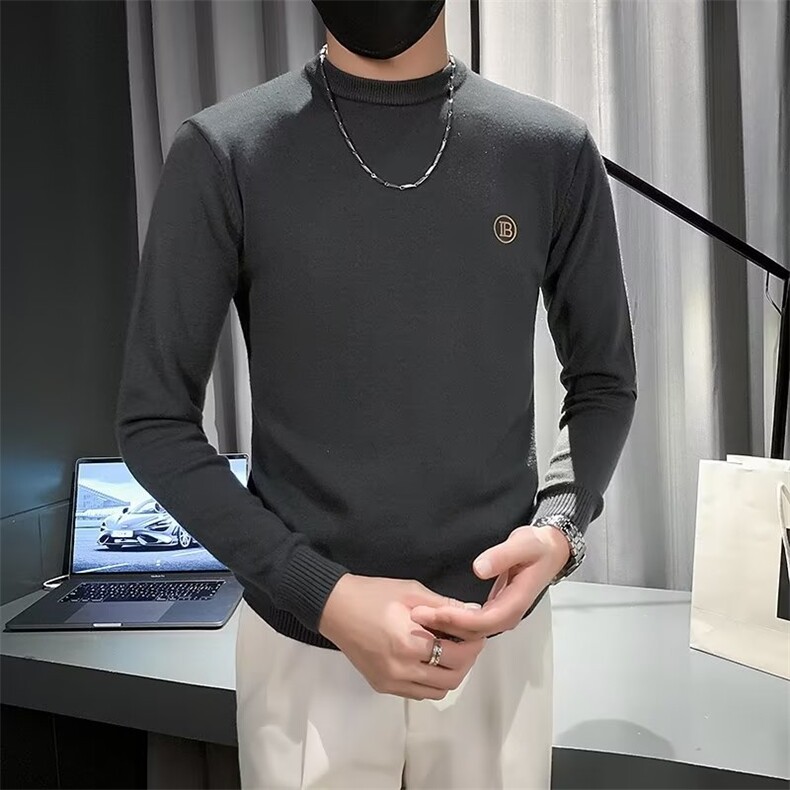 抗起球春秋男士净色圆领毛衣修身打底衫长袖青休闲针织衫冬MY543,男装针织衫/毛衣,星座1116A-2（原606A-1）