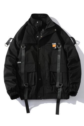 7XL-M大码立领夹克外套男2023秋季新款个性织带休闲宽松上衣控98，男装夹克，钱塘717(原712)