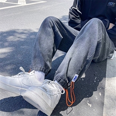 秋季新款青年学生男士宽松束脚牛仔休闲裤子K320-P35，男装牛仔裤，星座308B-1