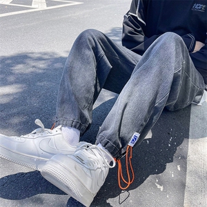 秋季新款青年学生男士宽松 束脚牛仔休闲裤子 K320-P35图片