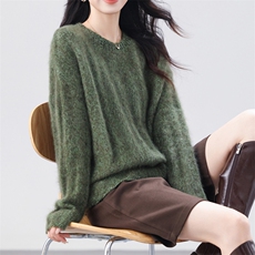 2025年秋季时尚百搭通勤简约休闲坑条圆领，女装羊毛衫，昭美羊绒
