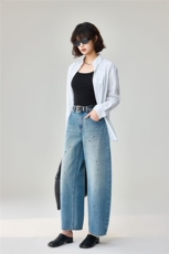 2025年秋季涂鸦弯刀裤时尚百搭休闲，女装牛仔裤，湘姗