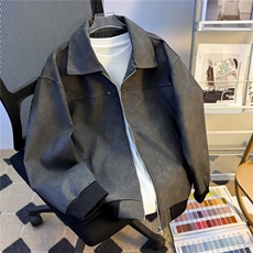 皮衣外套男春秋高级感潮牌痞帅夹克短款棒球服2237P63，男装夹克，星座410-2