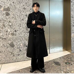 网图 冬季加厚毛呢大衣男中长款韩版潮流风衣外套 310A-FY900-P80图片