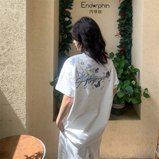 万针全刺绣解构设计260克重磅双纱纯棉高品质美式高街短袖T恤特35，男装T恤，电商A486-1