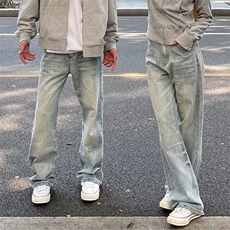 【网图】B221美式ins高街重工艺宽松微喇牛仔裤LK24388-P55控78，男装牛仔裤，电商B221
