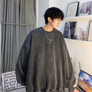 抖音品质初秋潮流水洗宽松休闲落肩圆领卫衣JK23309-特批40-控59图片