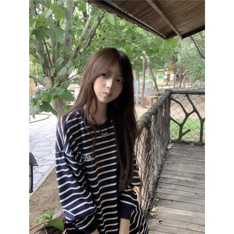 条纹打底衫2025年春季秋冬新款大码宽松内搭打底衫长袖t恤女上衣图片