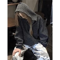 撞色条纹连帽套头长袖卫衣秋冬新款减龄显瘦打底衫休闲宽松上衣，男装T恤，星座1210-1