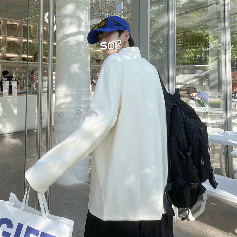 t恤男长袖半高领帅气2023秋冬季新款上衣ins百搭打底衫W1266-P28,男装T恤,星座412-3