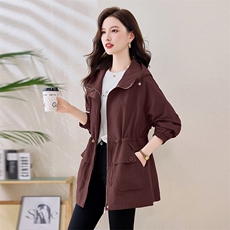 2025春装新款风衣外套女时尚百搭休闲风衣外套中长款上新衣流行，女装风衣，依万里