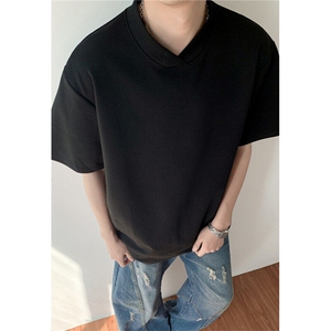 夏季挺括短袖T恤男款美式廓形休闲宽松半袖立领上衣 TW122图片