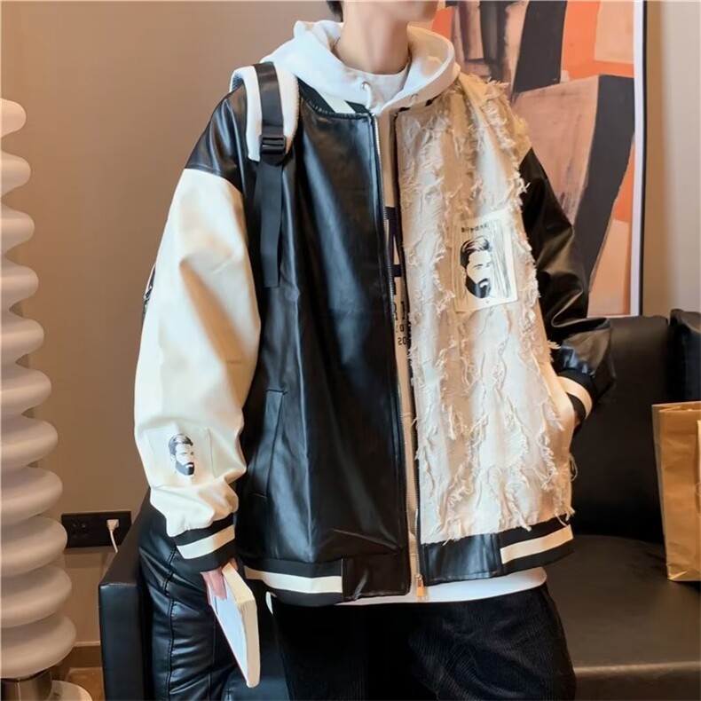 2025外套男春秋潮牌美式拼接棒球服夹克小众设计感情侣ins潮上衣,男装夹克,星座1210-1